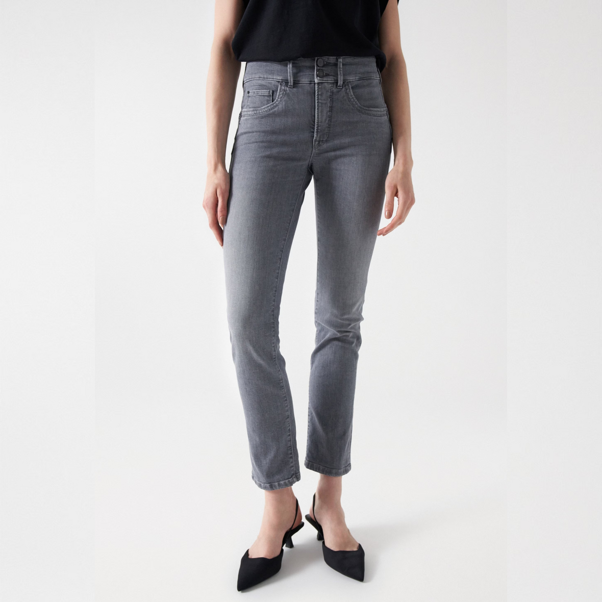 Salsa Push In Skinny Jeans With Glitter Detailing | Grey