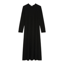 Load image into Gallery viewer, marco  polo jersey dress in black colour showing front off dress 
