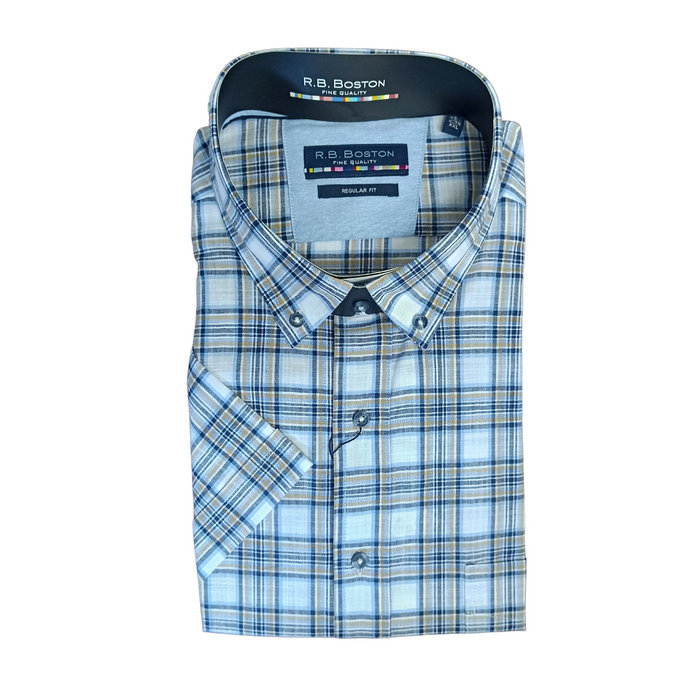 Mens RB Boston check shirt showing front off shirt