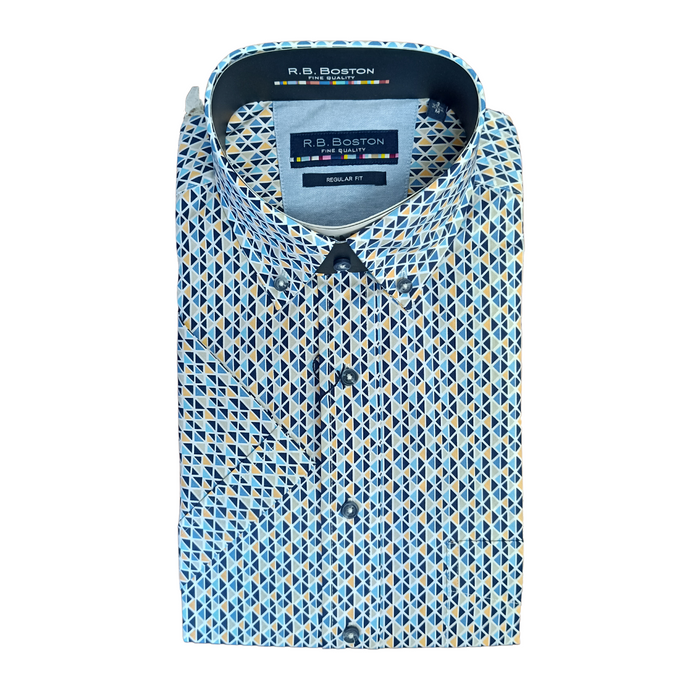 mens Rb boston print shirt showing front off shirt