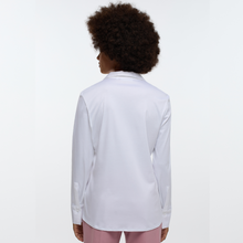 Load image into Gallery viewer, female model wearing eterna shirt in white colour with arms down by side
