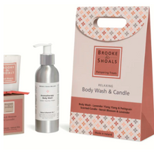 Load image into Gallery viewer, Brook &amp; Shoals Relaxing Pampering Treats Set| Body Wash &amp; Candle Set
