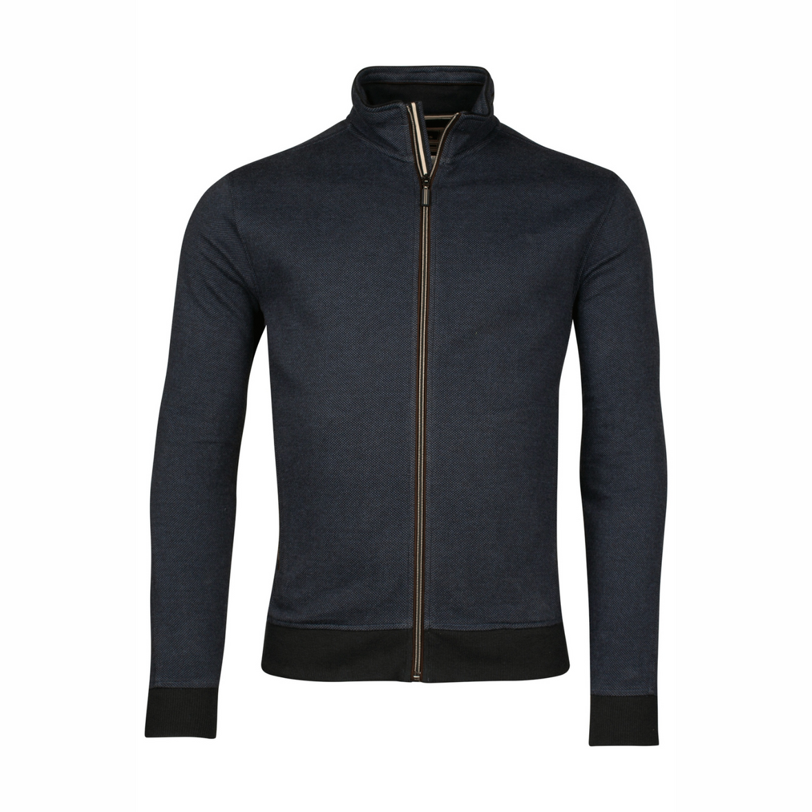 Baileys Textured Print Cotton Full Zip Knit