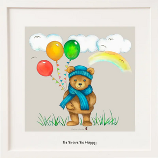 Bear in Scarf and Hat with Baloons 