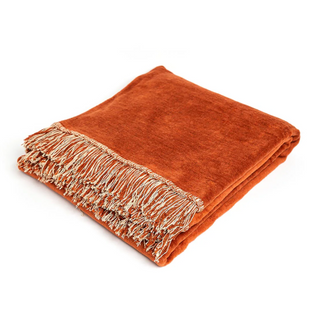 Biederlack Cotton Home Plain Burnt Orange /Natural | 140cm x 180cm