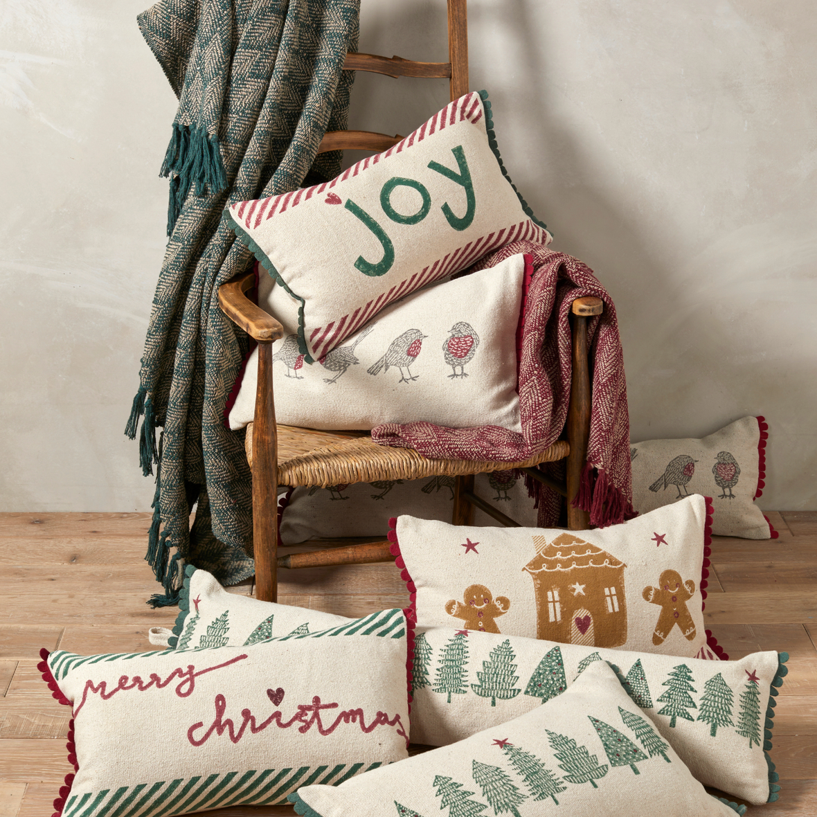 Pile of Christmas Cushions