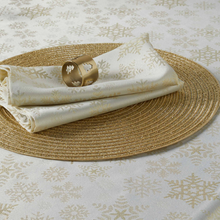 Load image into Gallery viewer, Gold Placemat with gold tablecloth and napkin sitting on top
