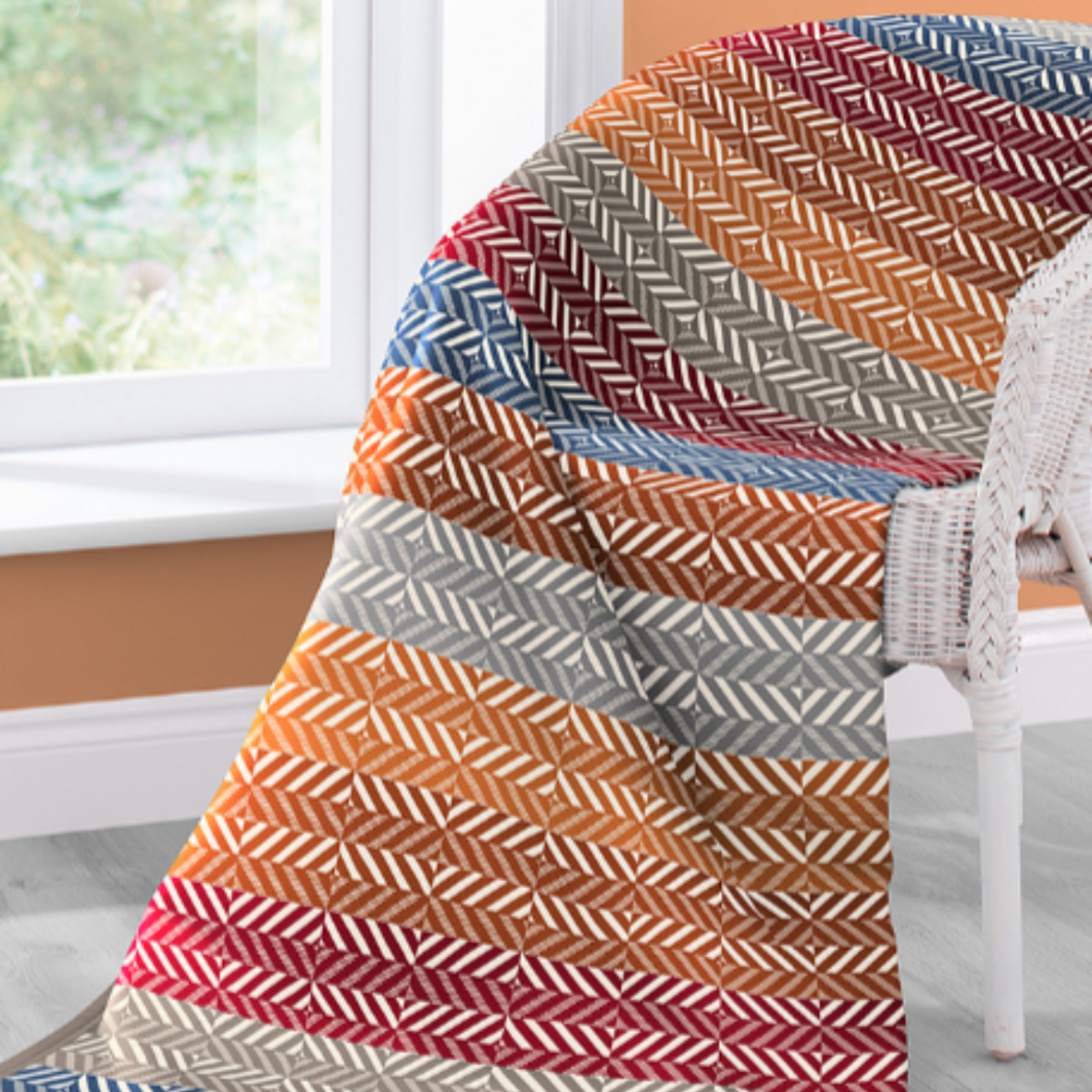 Biederlack Cotton Home Diamon Stripe Burnt Orange | 140x180cm