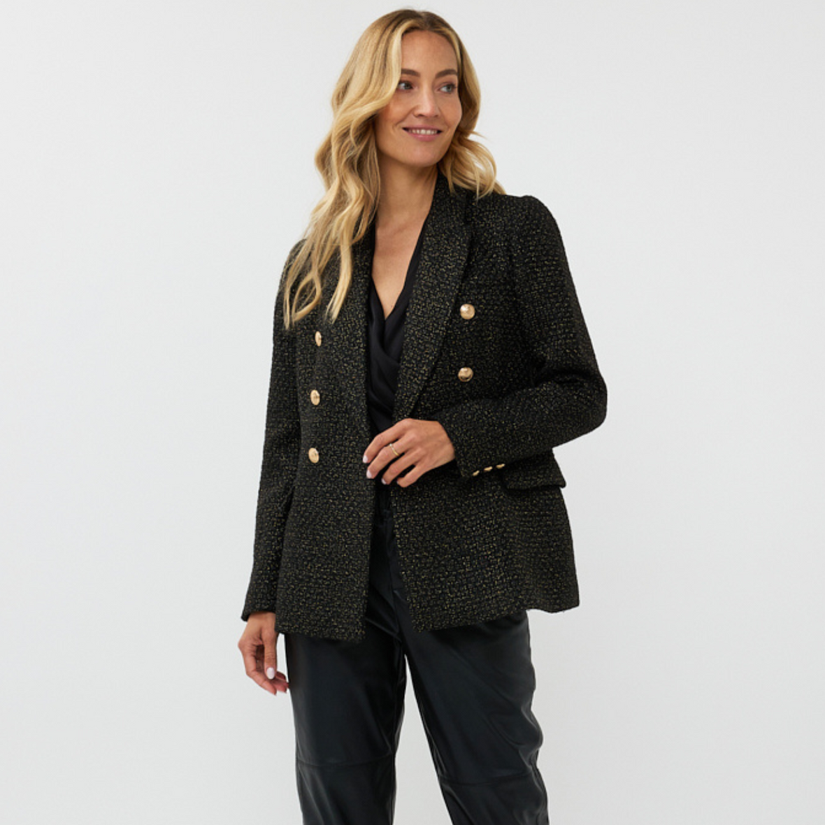 Esqualo Boucle Blazer | Black/Gold