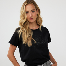 Load image into Gallery viewer, Esqualo Flowerprint T-Shirt With Rhinestone Detail | Black
