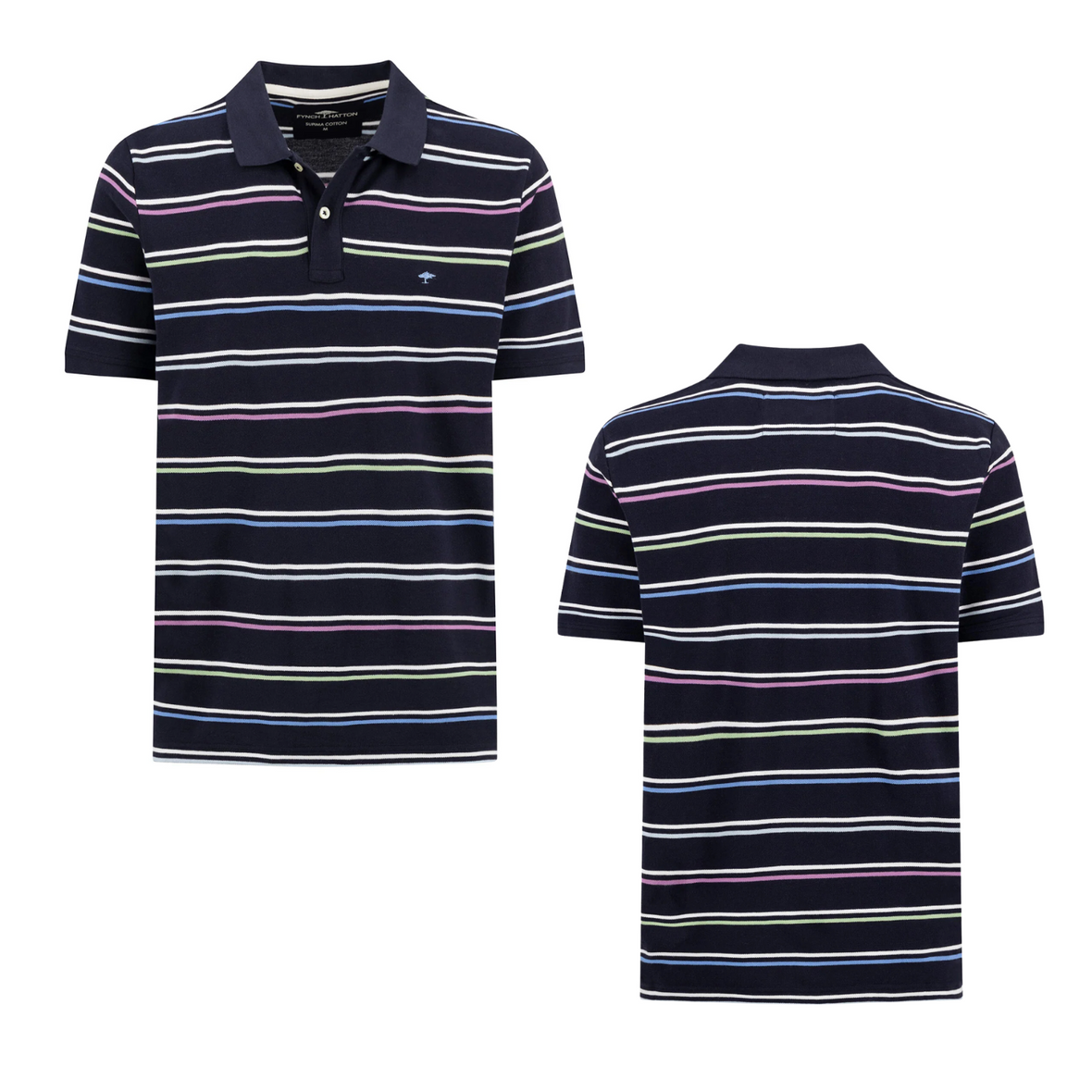 Fynch Hatton Striped Polo Top | Off-White / Navy