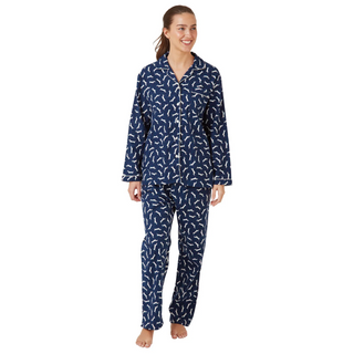 Indigo Sky Brushed Cotton Dachshund Print Pyjama Set | Navy