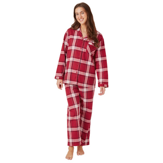 Indigo Sky Brushed Cotton Tartan Check Pyjama Set | Red