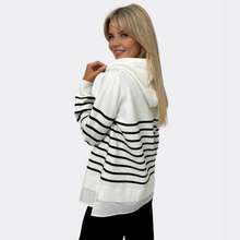 Load image into Gallery viewer, Kate &amp; Pippa Sam Stripe Knit Jumper With Undershirt Detail | White
