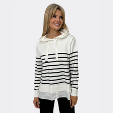 Load image into Gallery viewer, Kate &amp; Pippa Sam Stripe Knit Jumper With Undershirt Detail | White
