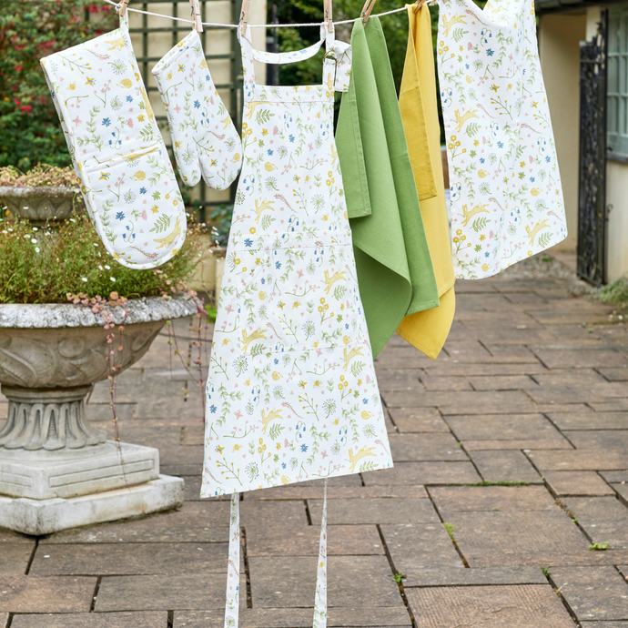 Kitchen Linens Hanging on Line