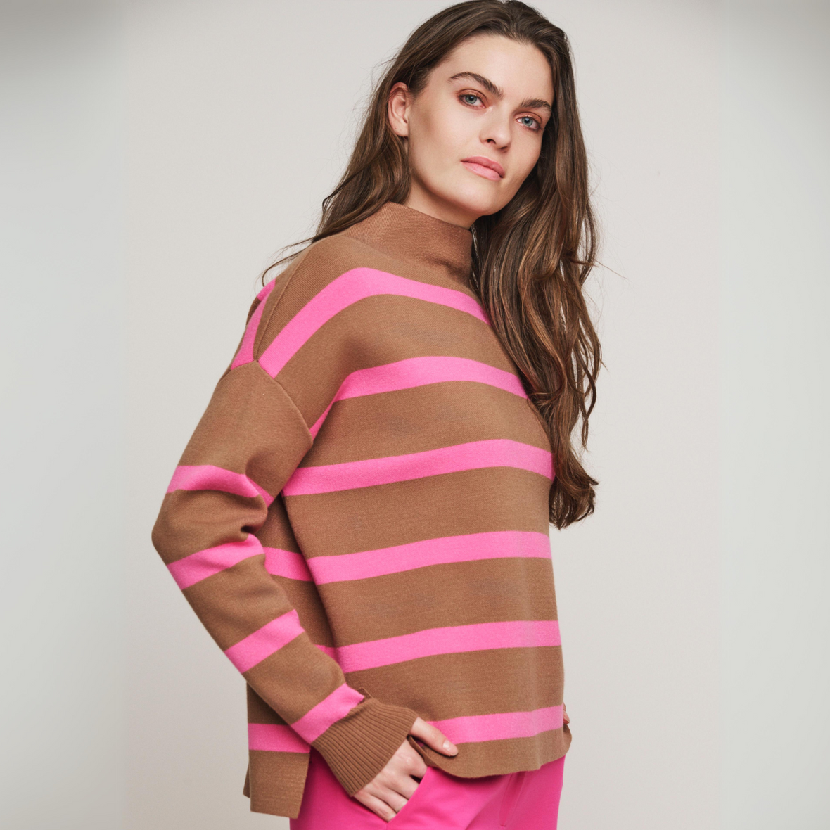 Rino & Pelle Mock Neck Twig Sweater | Magenta