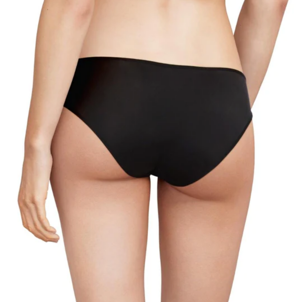 A close up of a model showing the back details of Passionata Maddie Brief in Black. 