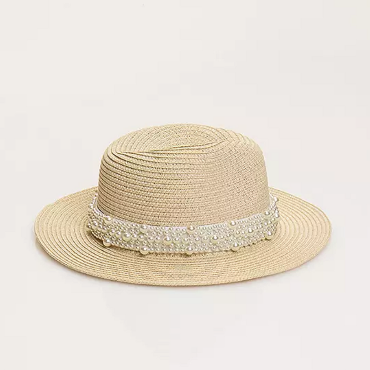 Pia Rossini Verity Pearl Trimmed Straw Fedora Hat