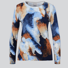 Load image into Gallery viewer, Rabe Abstract Print Sweater With &quot;Beautiful&quot; Rhinestone Detail
