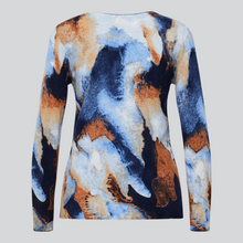 Load image into Gallery viewer, Rabe Abstract Print Sweater With &quot;Beautiful&quot; Rhinestone Detail
