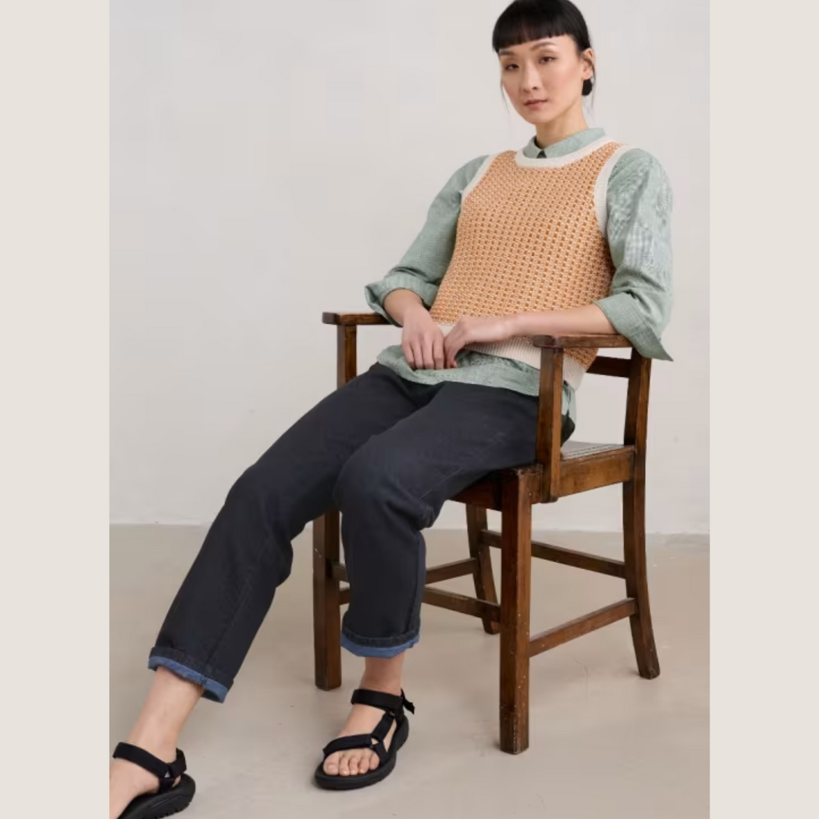 Model on Chair with Jumper on 