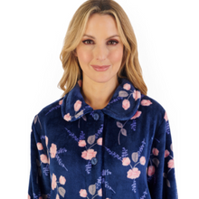 Load image into Gallery viewer, Slenderella 3/4 Sleeve Floral Bed Jacket | Navy
