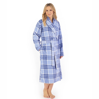 Slenderella Check Dressing Gown | Blue