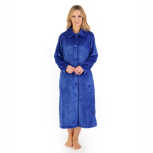 Load image into Gallery viewer, Slenderella Embossed Pattern Button Through Housecoat | Blue
