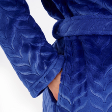 Load image into Gallery viewer, Slenderella Embossed Pattern Fleece Dressing Gown | Blue
