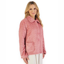 Load image into Gallery viewer, Slenderella Embossed Pattern Fleece Bedjacket | Pink
