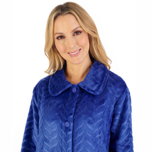 Load image into Gallery viewer, Slenderella Embossed Pattern Fleece Bedjacket | Blue
