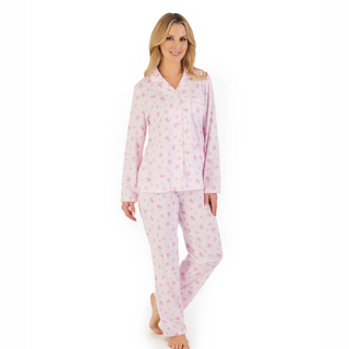 Slenderella Floral Print Jersey Tailored Pyjama | Pink