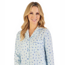 Load image into Gallery viewer, Slenderella Floral Printed Luxury Flannel Tailored Pyjama | Blue
