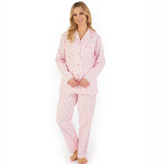 Slenderella Floral Printed Luxury Flannel Tailored Pyjama | Pink