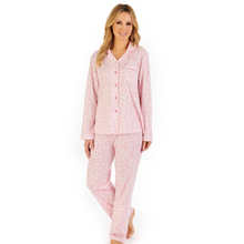 Load image into Gallery viewer, Slenderella Leaf Print Tailored Jersey Pyjama | Pink
