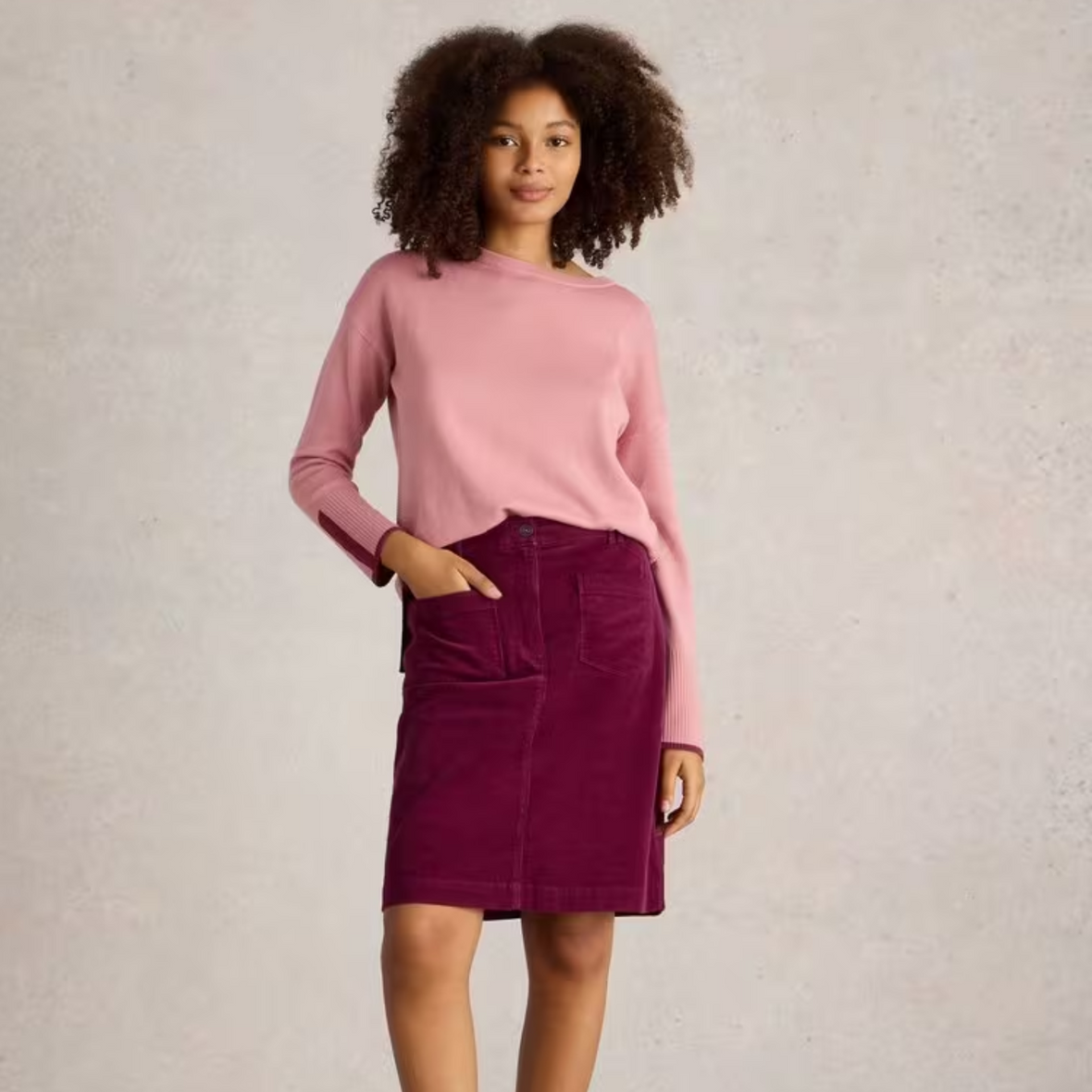 White Stuff Melody Organic Cord Skirt | Deep Red